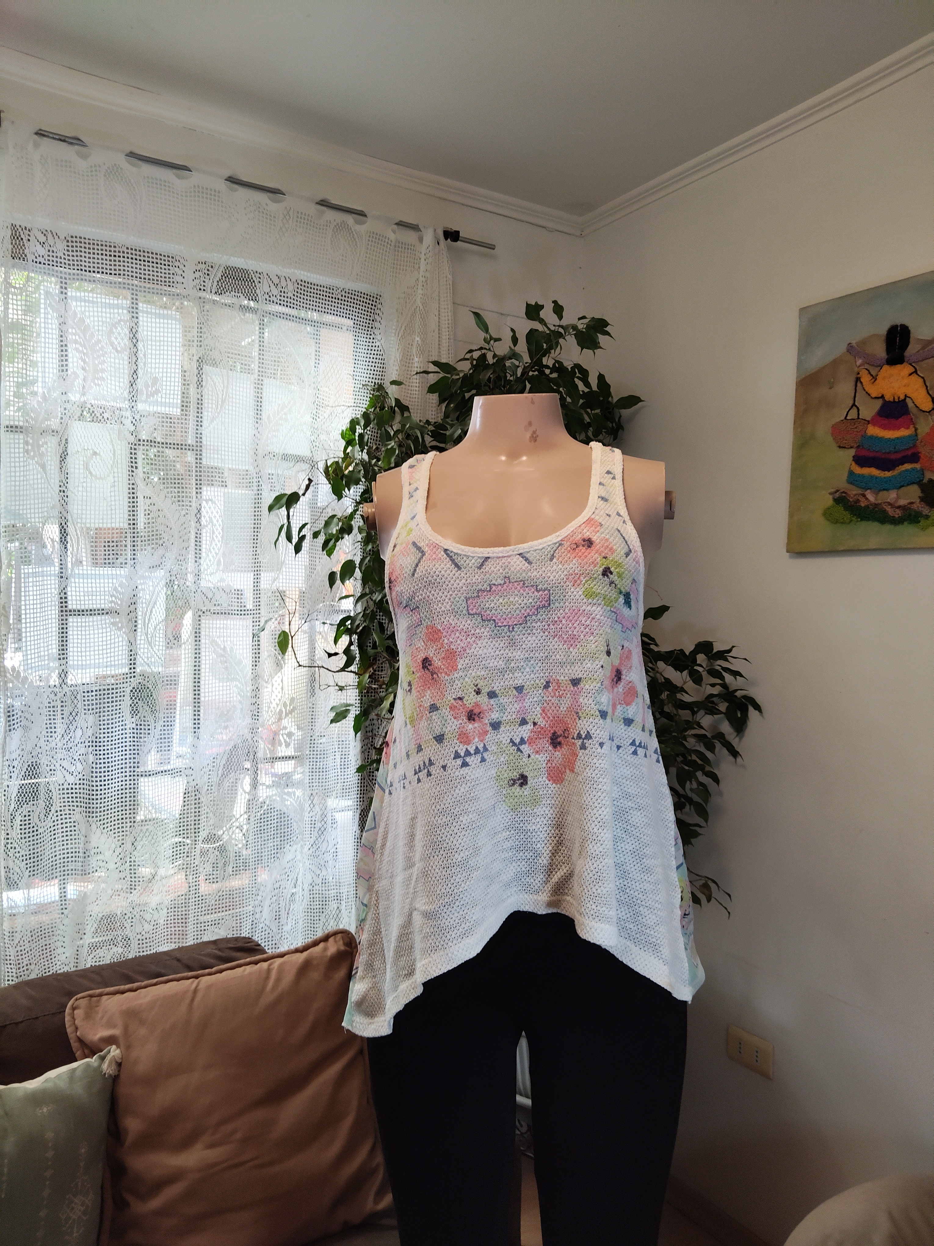 Blusa manga campana estampado oriental