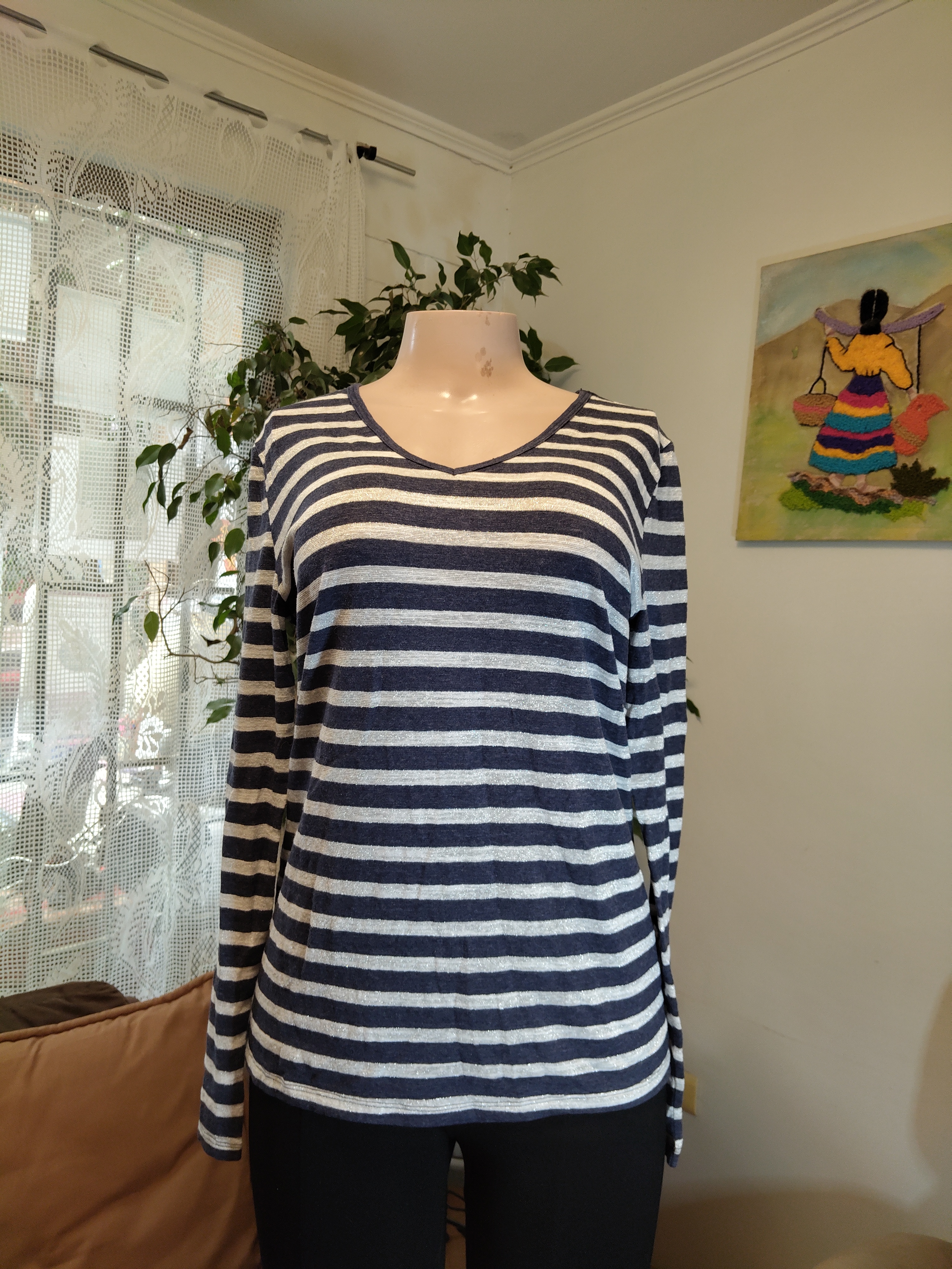 Polera rayas marineras azul y blanco