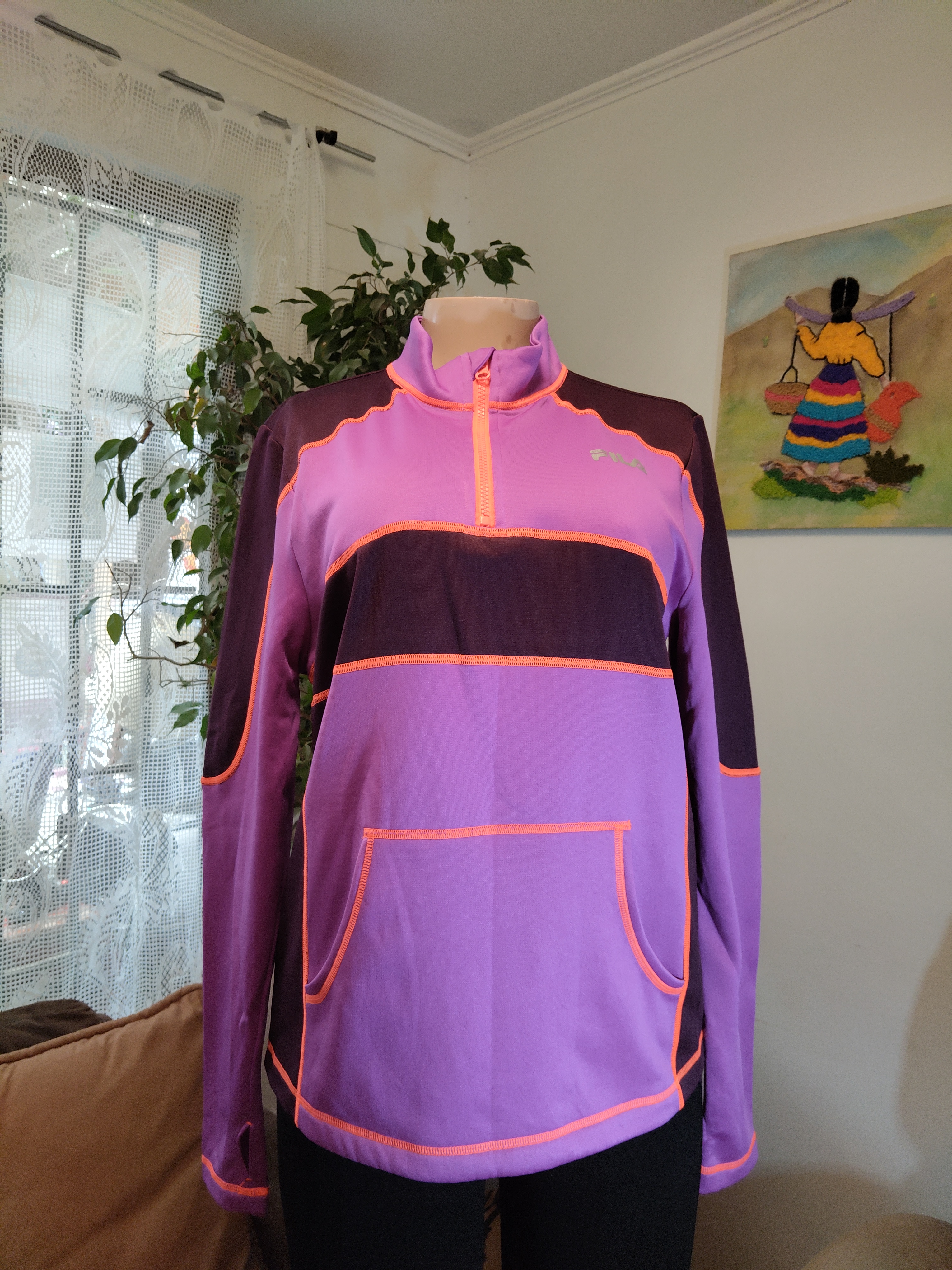 Chaqueta deportiva lila Fila cierre y bolsillo