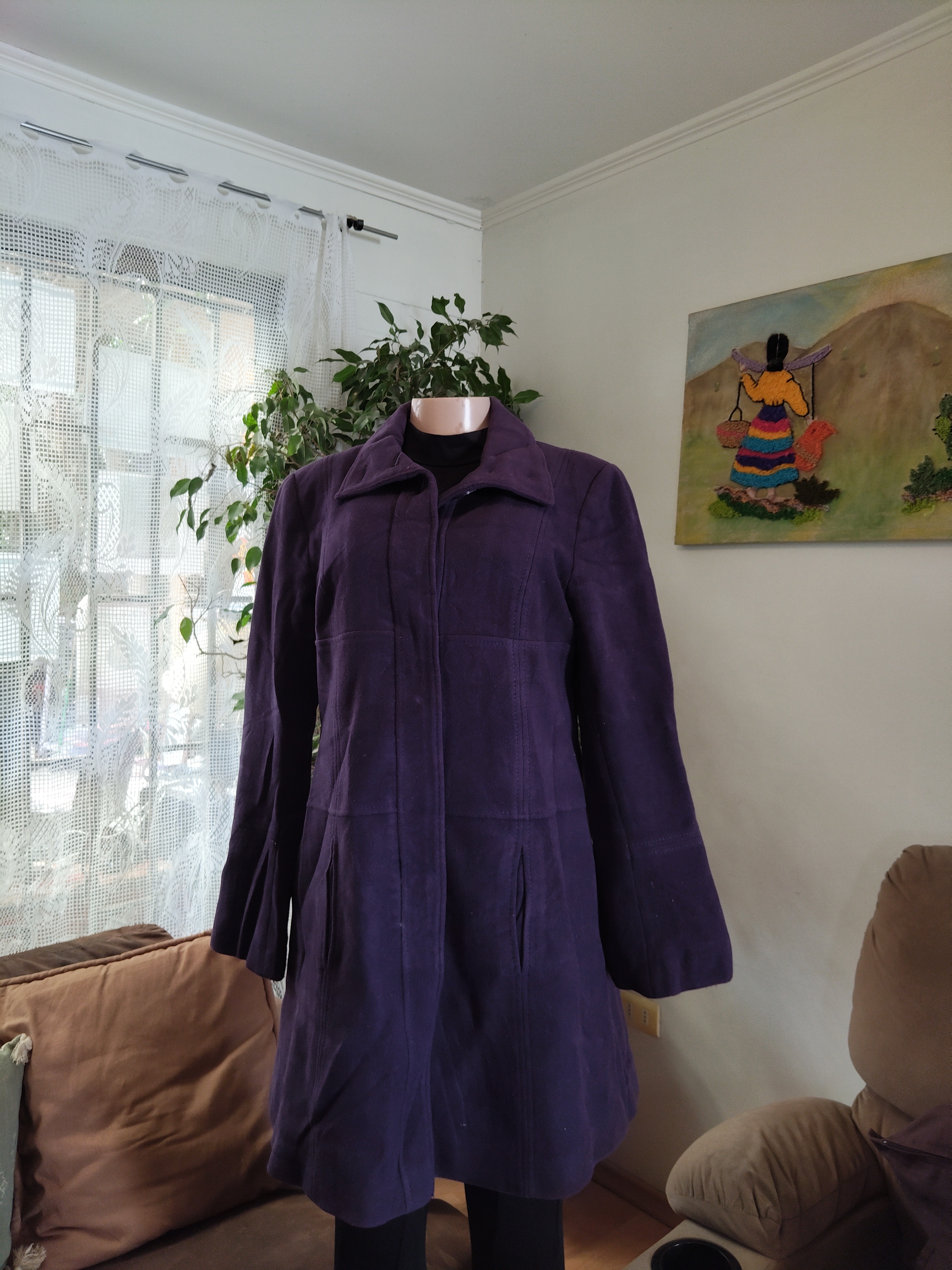 Abrigo largo gamuza morada