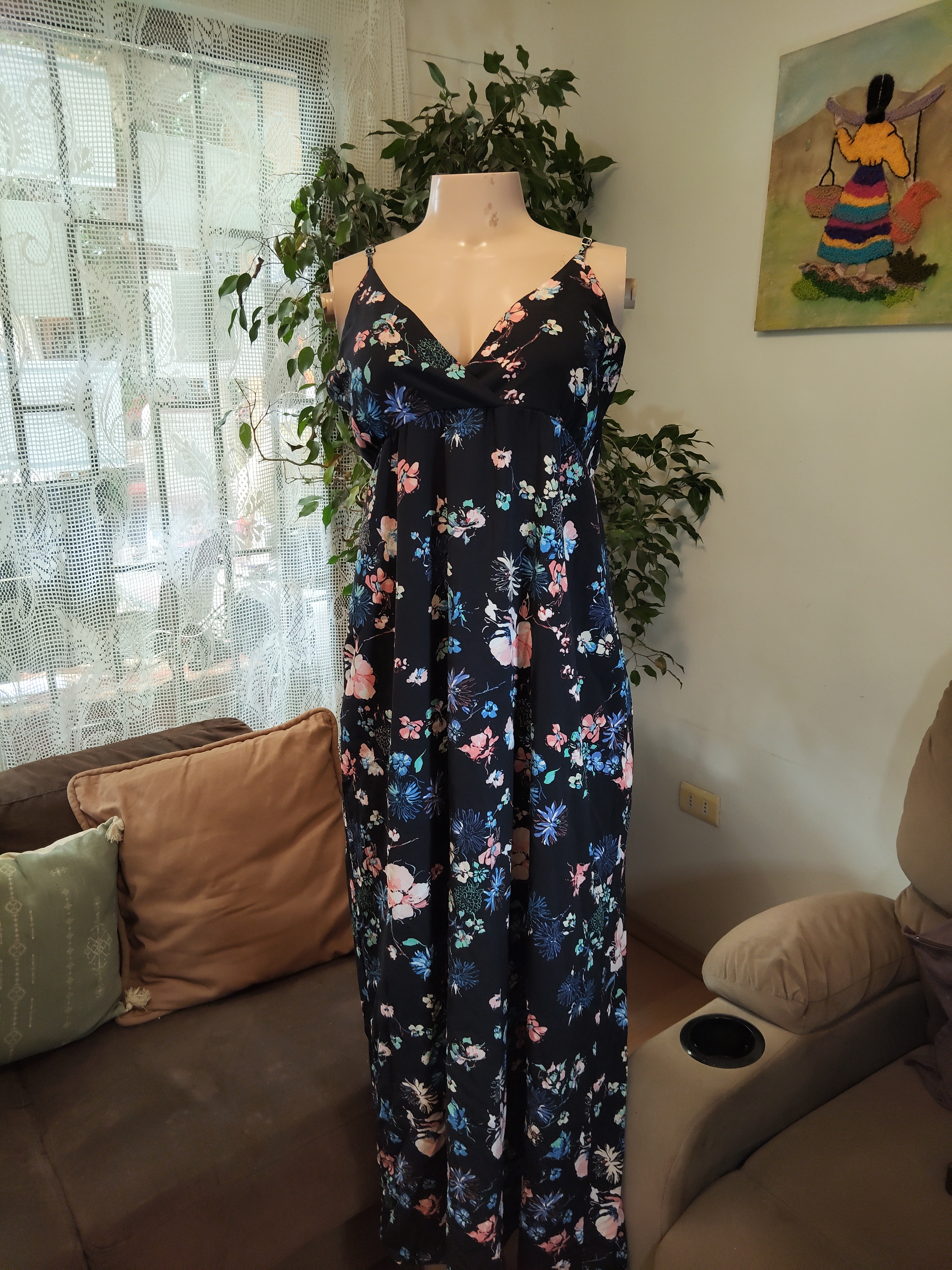 Jumpsuit largo azul marino floral